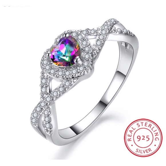 925 Sterling Silver Mystic Fire Topaz Ring - Picture 3 of 5